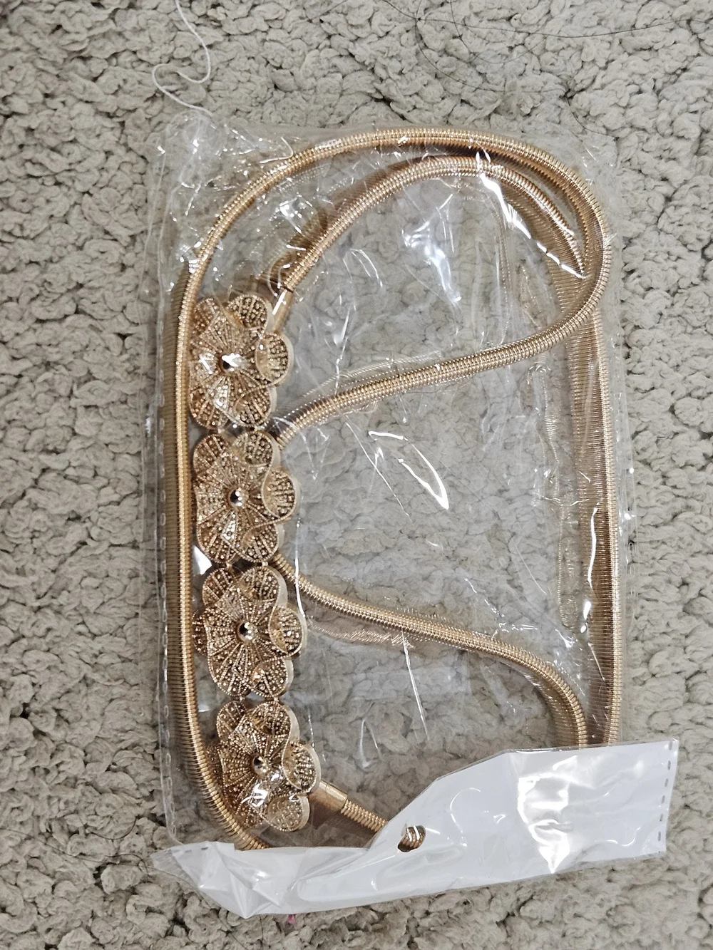 Gold-Tone Floral Elastic Waist Belt Size Small NIP